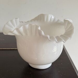 Fenton Milk Glass Ruffled Vase
